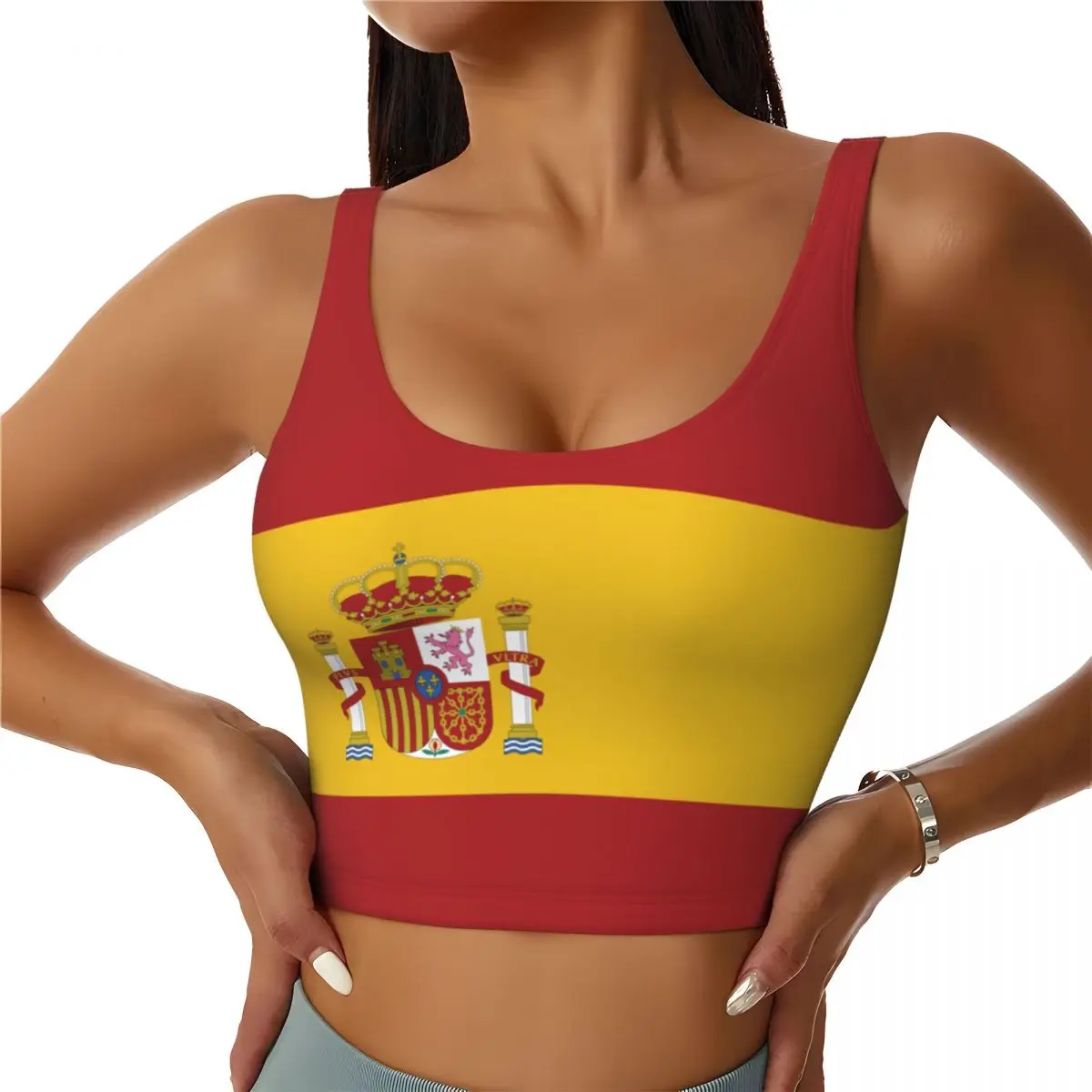 Spain Flag Basic Tops Women Sa - Yoga Và Fitness 评论和价格