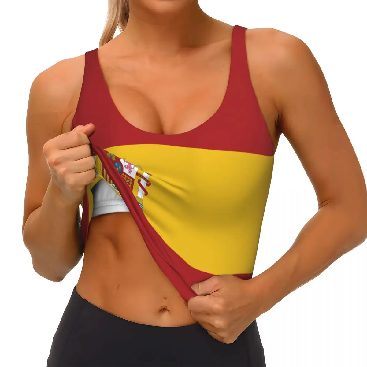 Spain Flag Basic Tops Women Sa - Yoga Và Fitness 评论和价格